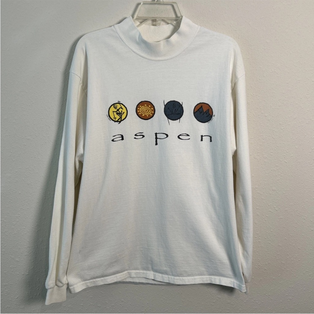 VTG 90’s Aspen Colorado Anvil Cotton Deluxe Long Sleeve Men’s Shirt Lg Skiing